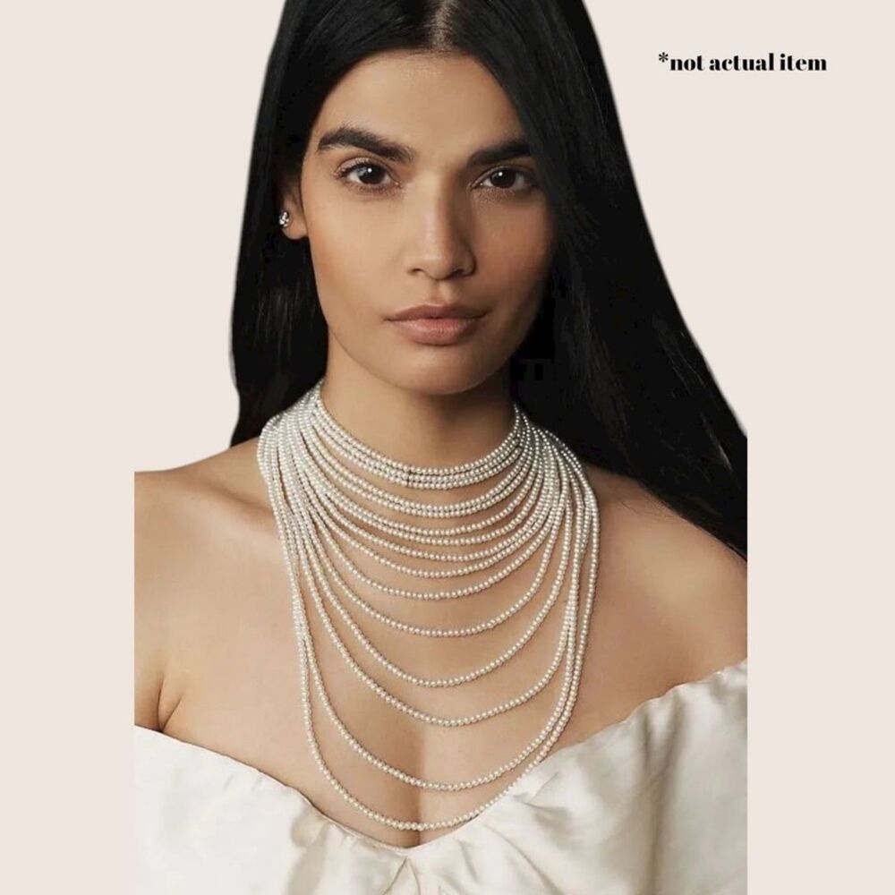 ✨ ANTHRO VIESTE ROSA CASCADE PEARL LAYERED CHOKER NECKLACE NWT